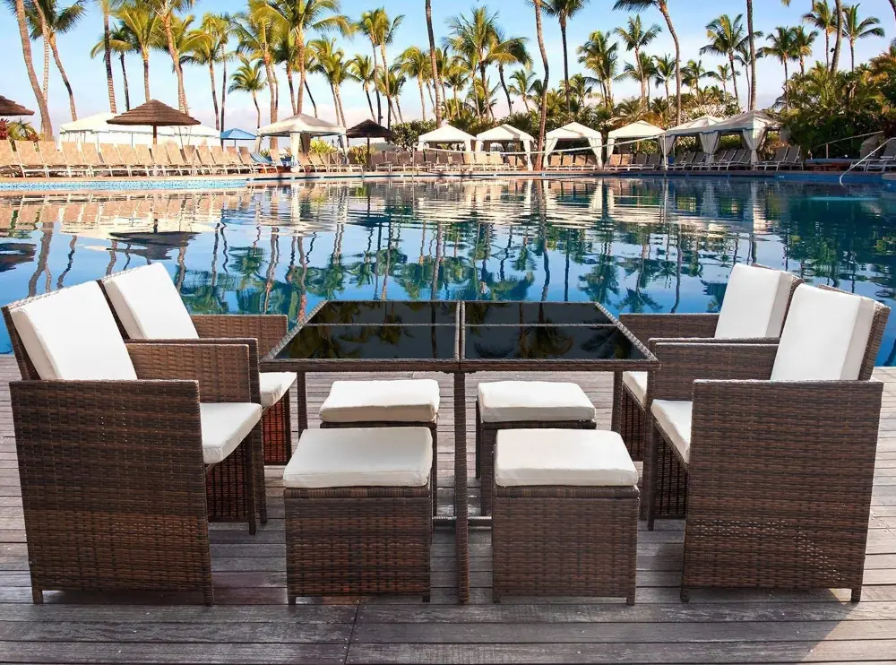 9 piece outdoor dining sets from Devoko affordable wicker patio set for deck