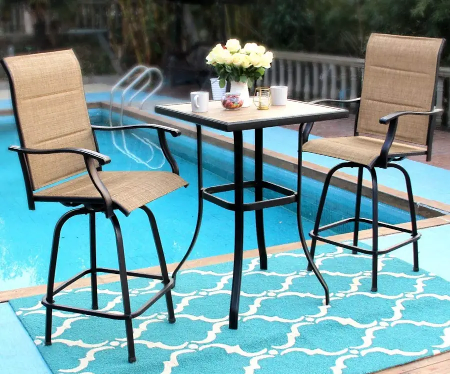 best Outdoor High Top Bistro Sets patio bar high bistro set PHI VILLA 3 PC Bar Height Patio Bistro Set
