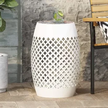 White Garden Stools