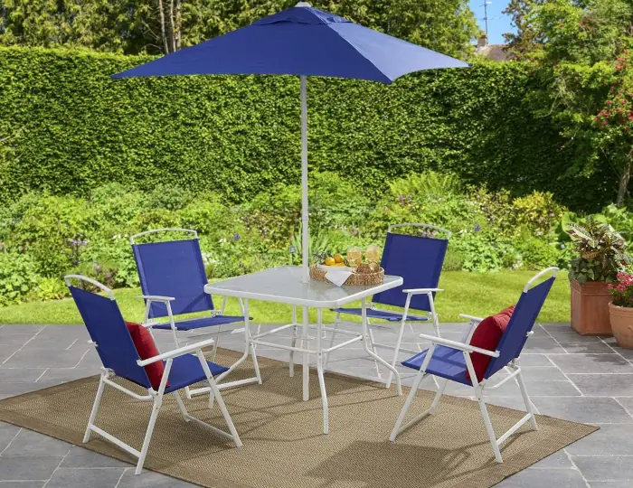 Mainstays Albany Lane 6-piece folding dining set, multiple colors Best Folding Outdoor Dining Set